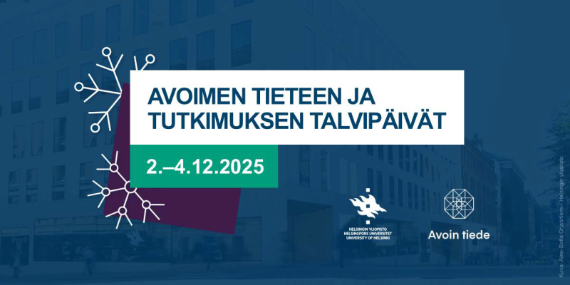 Kuvassa on teksti: Avoimen tieteen ja tutkimuksen talvipäivät 2.-4.12.2025.