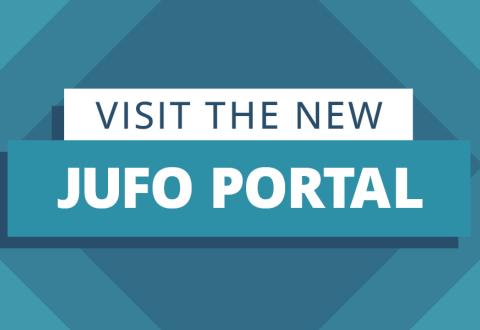 Decorative image with a text: "Visit the new JUFO portal".
