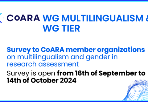 CoARA working group on Multilingualism and the CoARA working group TIER organize Survey to CoARA signatory organizations on multilingualism and gender in research assessment. survey is open from 16th of September to 14th of October 2024.